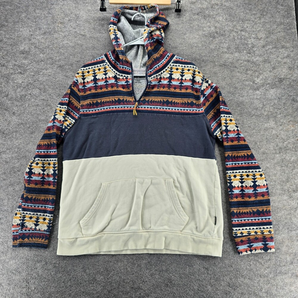 Depart West Hoodie Mens Large Blue Southwest Print